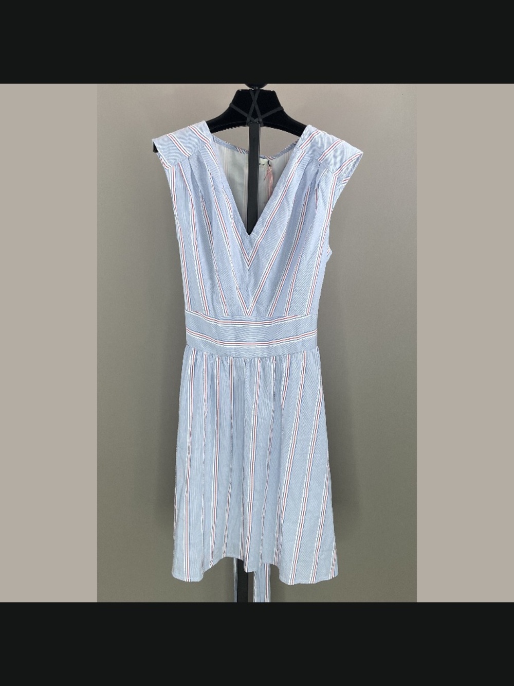 NEW Vineyard Vines Dress Womens 12 blue red stripe seersucker sheath preppy boat